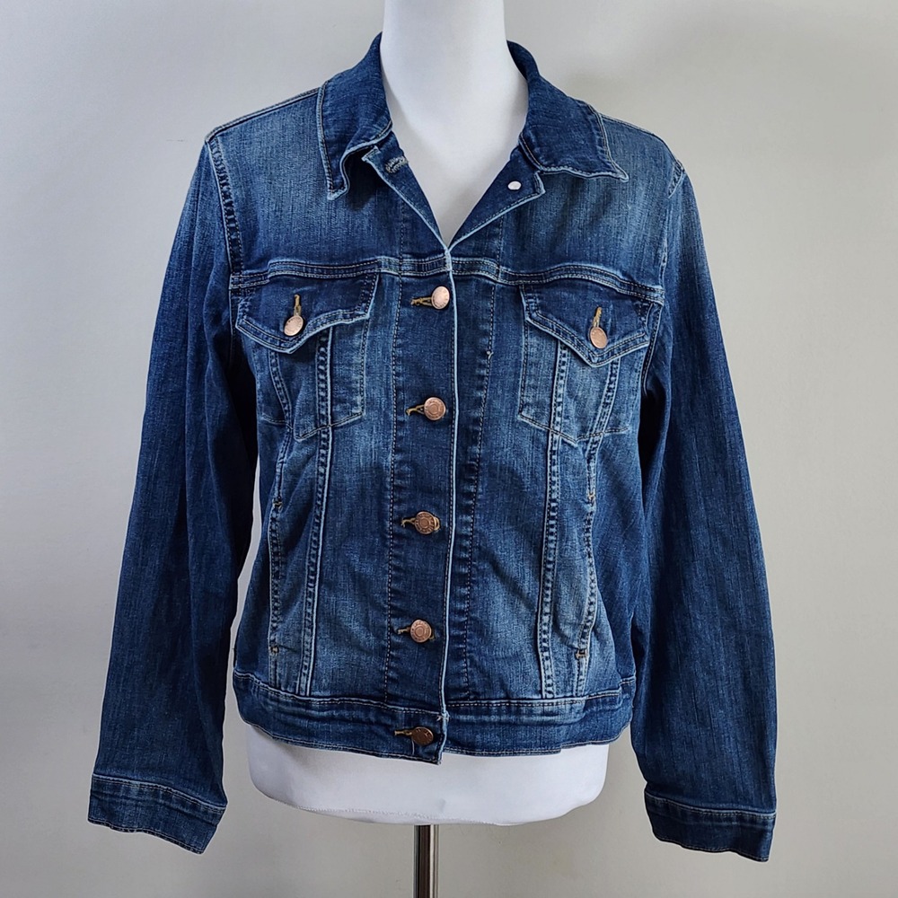 Levi Strauss Signature Denim Jacket Womens Large Blue Trucker Classic Casual